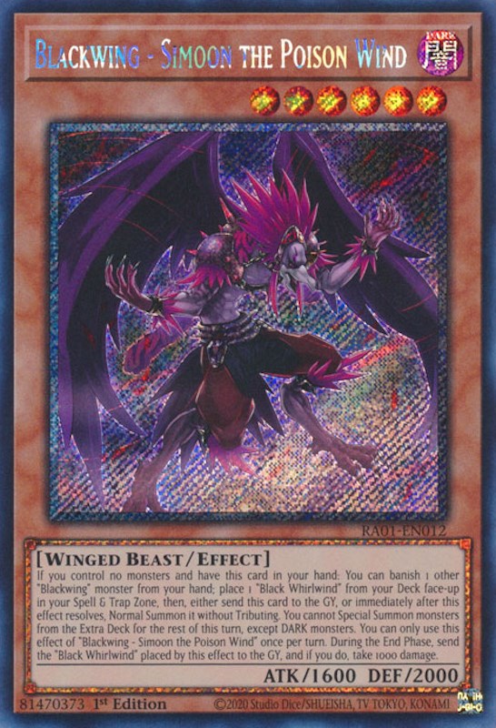 Blackwing - Simoon the Poison Wind [RA01-EN012] Platinum Secret Rare